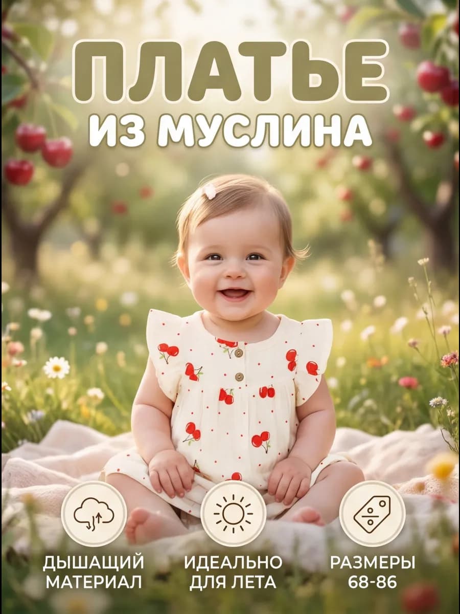 Платье муслиновое (маломерит) * 80