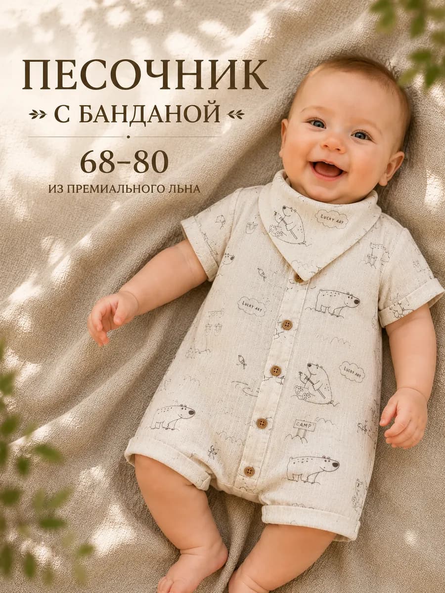 Песочник с банданой льняной * 80