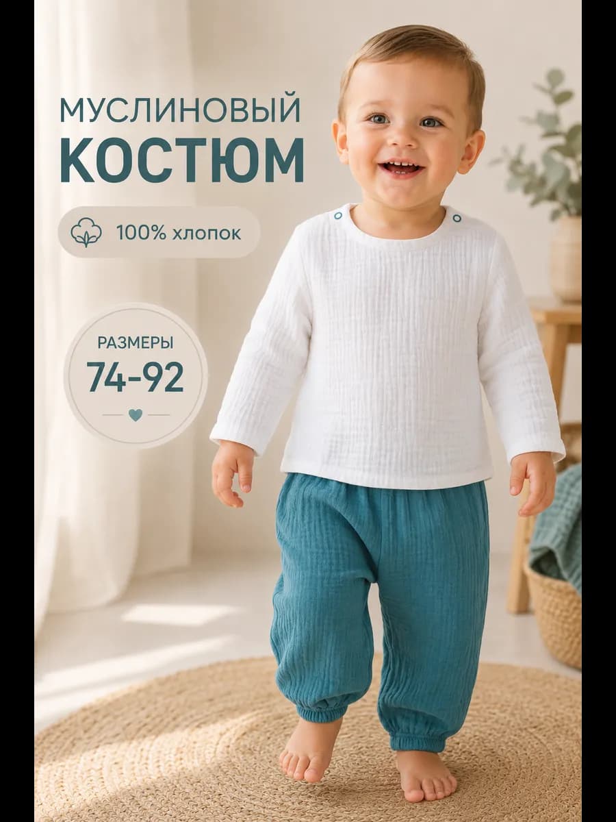 Костюм муслиновый детский * 74