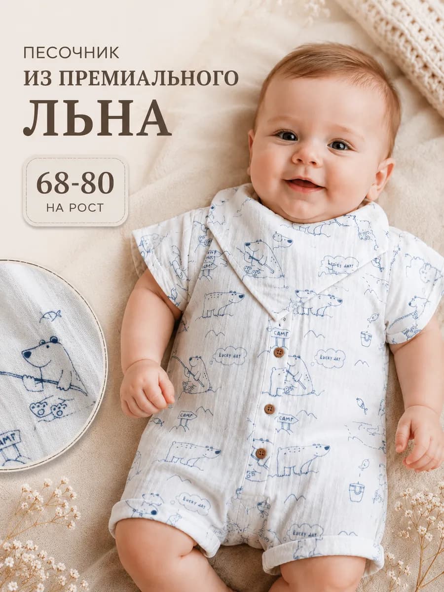 Песочник с банданой льняной * 80