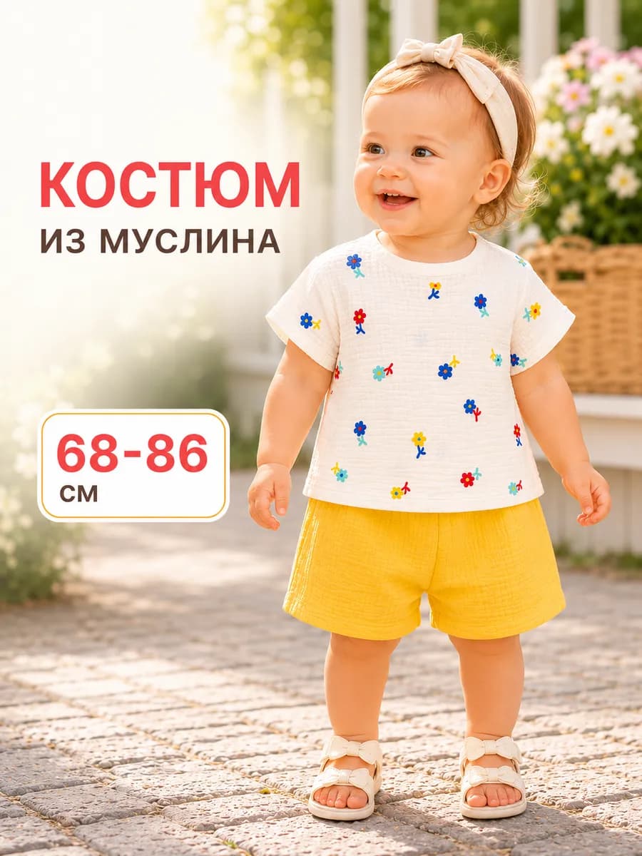 Костюм для девочки муслиновый * 86