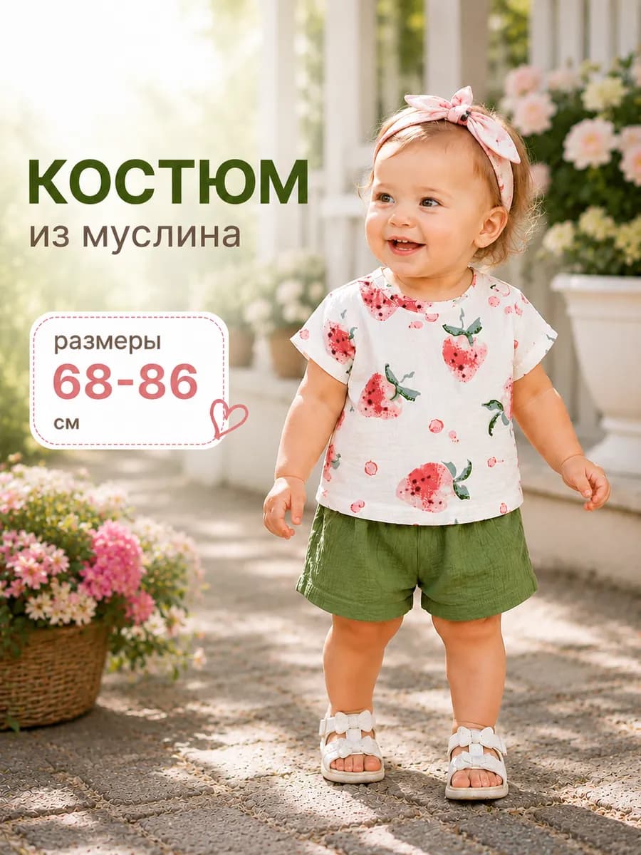 Костюм для девочки муслиновый * 68