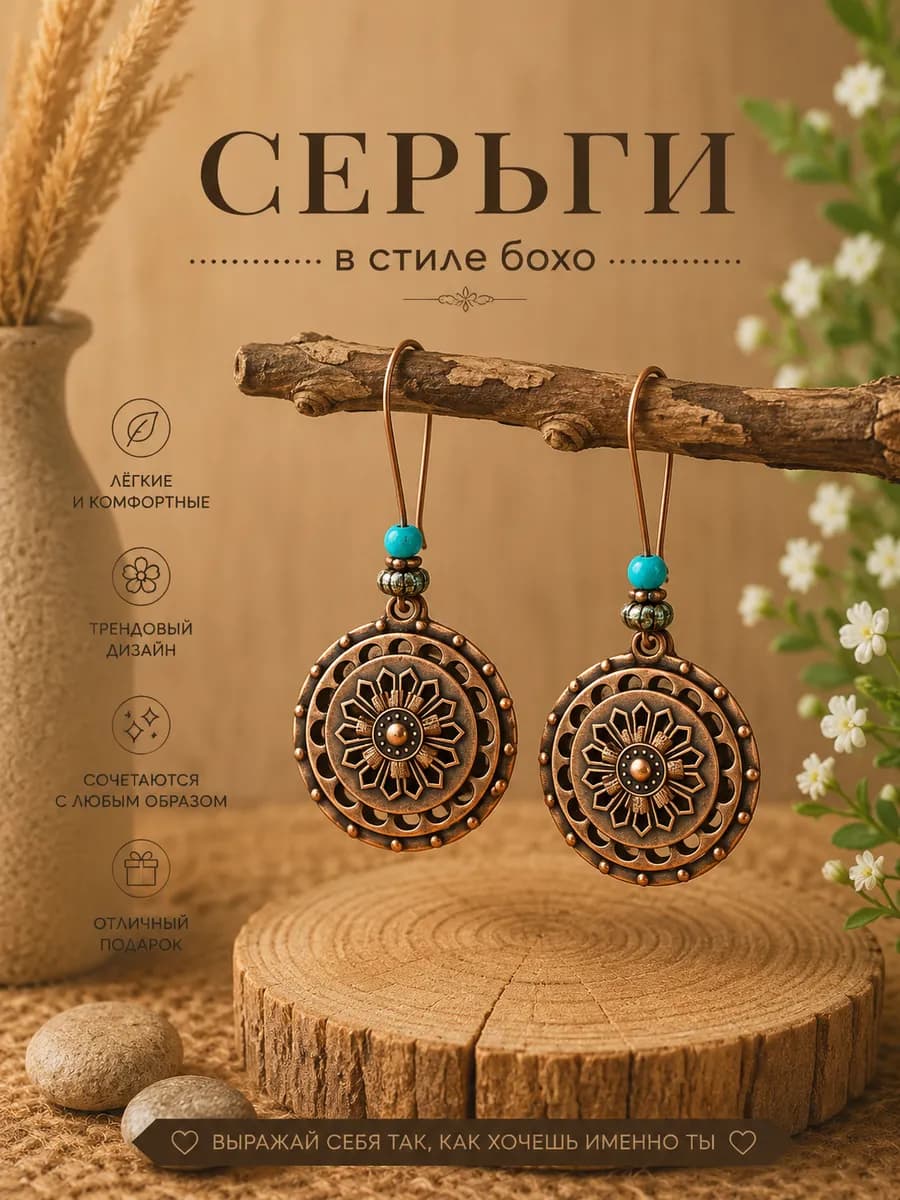 Серьги с стиле бохо
