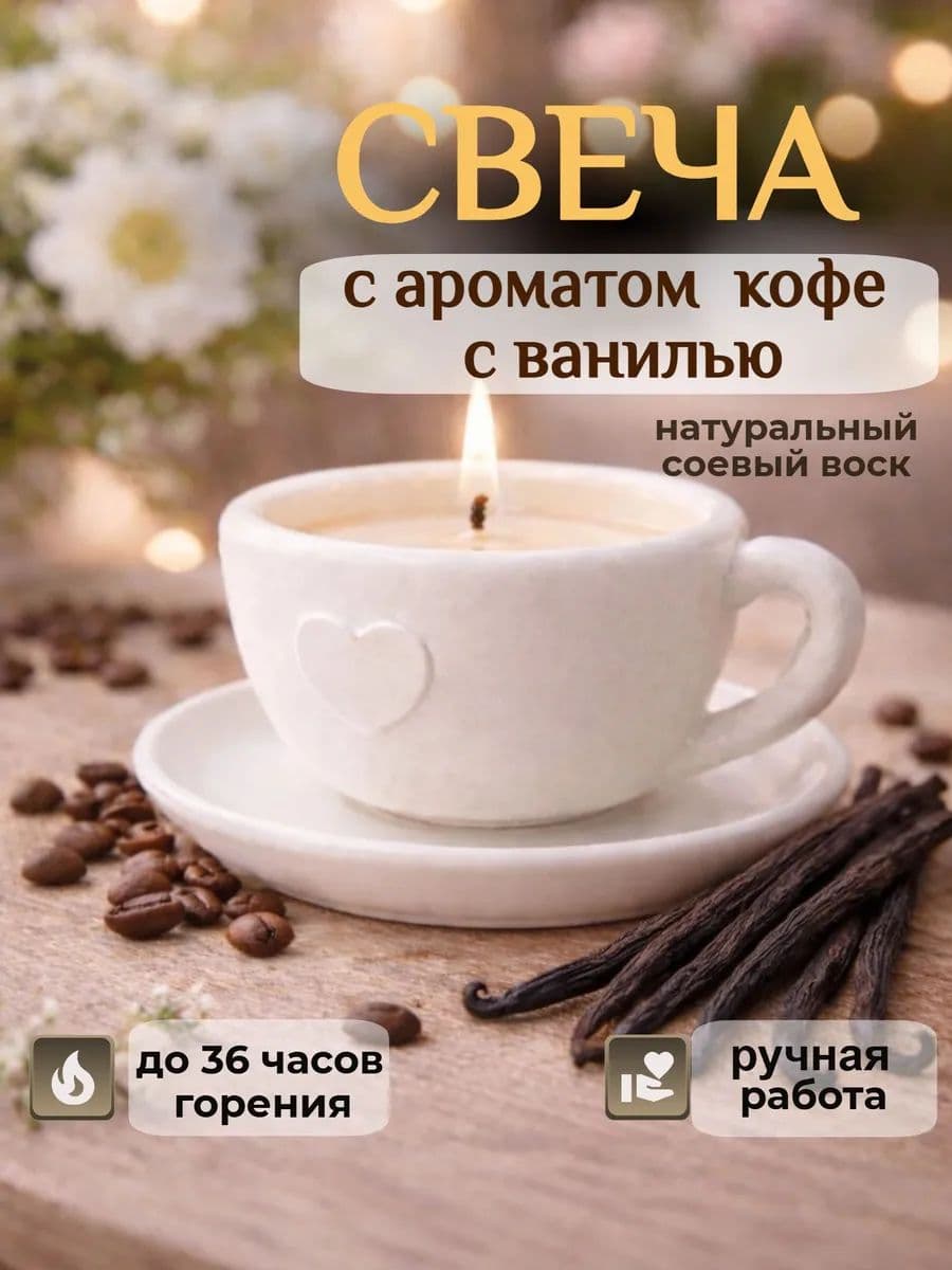 Свеча интерьерная с ароматом ванильного кофе