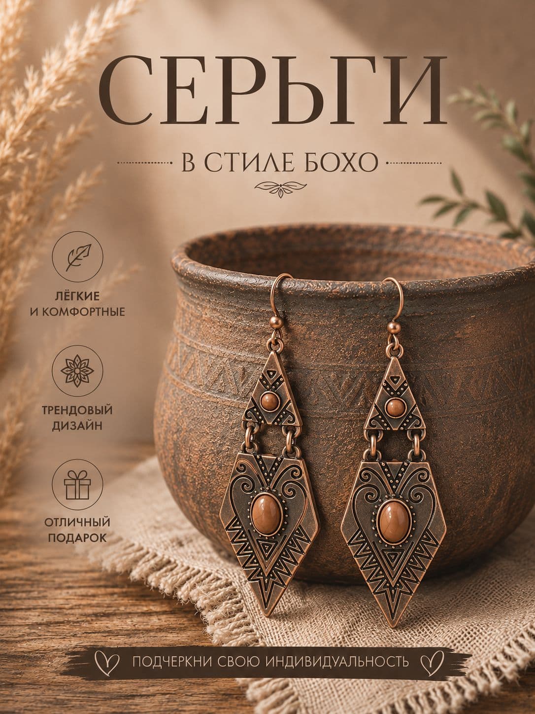 Серьги с стиле бохо