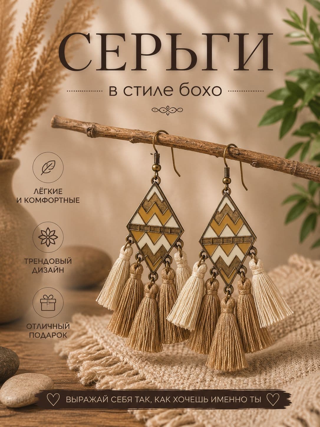Серьги с стиле бохо