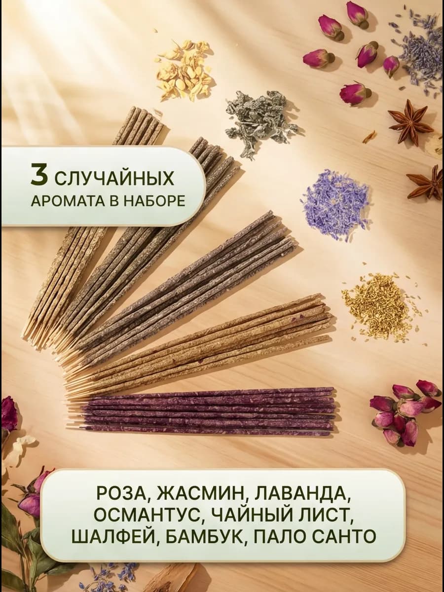 Набор натуральных цветочных благовоний 3 шт 2